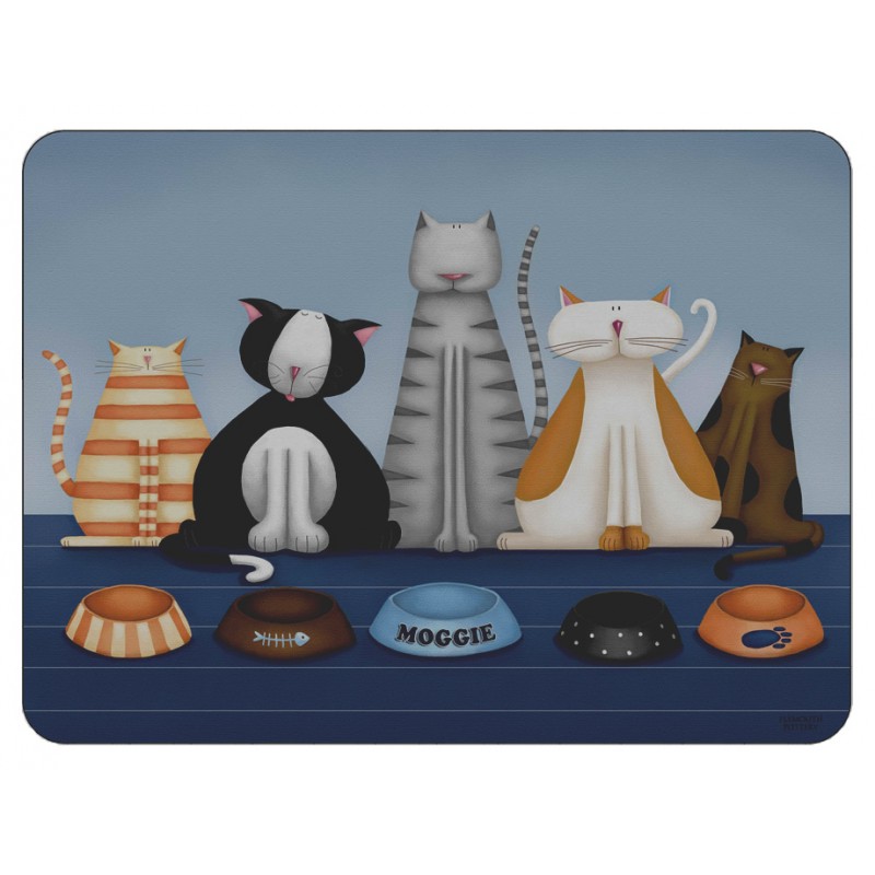 Hungry Cats animal design corkbacked tablemats by Jo Parry for Plymouth Pottery.