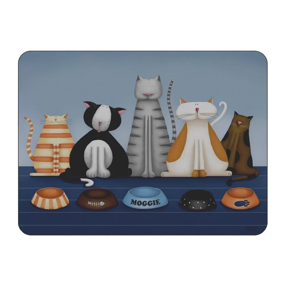 Hungry Cats animal design corkbacked tablemats by Jo Parry for Plymouth Pottery. Hungry Cats animal design corkbacked tablemats by Jo Parry for Plymouth Pottery.