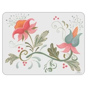 Spring design, white background, corkbacked floral placemats