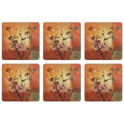 Stylish set of 6 corkbacked coasters with stunningly colourful Sunset design