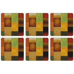 Set of 6 colourful, square corkbacked coasters, the abstract Majestic design by Plymouth