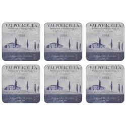 Set of 6 Valpolicella wine label design square corkbacked drinks coasters