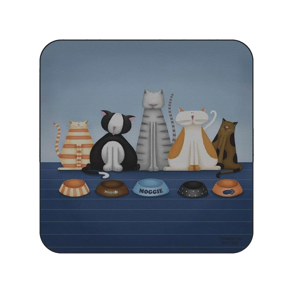 Animal design of Hungry Cats square corkbacked coasters Animal design of Hungry Cats square corkbacked coasters