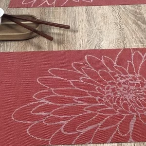 Vermillion red woven vinyl placemats closeup