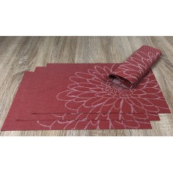 Vermillion red woven vinyl placemats