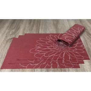 Vermillion red woven vinyl placemats