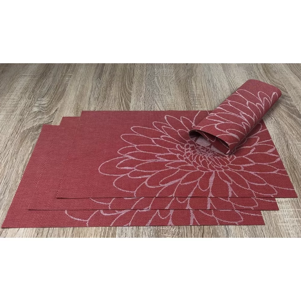 Vermillion red woven vinyl placemats Vermillion red woven vinyl placemats