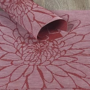Reverse side Vermillion red woven vinyl placemats
