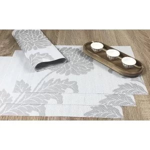 All 4 tablemats from reverse side of Taupe woven vinyl Fleximats placemats