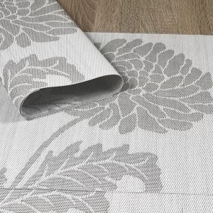 Reverse side of Taupe woven vinyl Fleximats placemats showing detail of Chrysanthemum