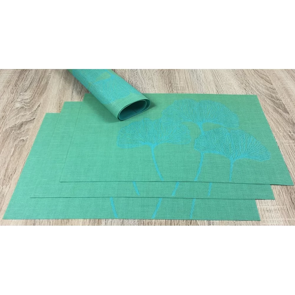 Vibrant green Verdigris woven vinyl tablemats Vibrant green Verdigris woven vinyl tablemats