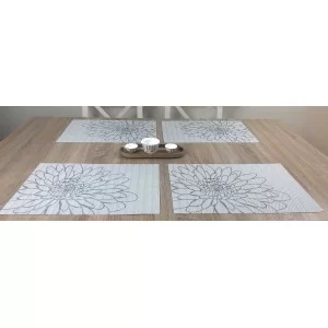 Reverse side of woven vinyl tablemats Steel Fleximats design