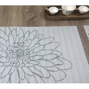 Reverse side of woven vinyl tablemats Steel Fleximats close up of the grey design