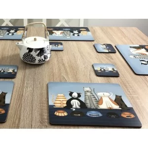 Animal design tablemats of Hungry Cats, corkbacked with hard surface on dining table