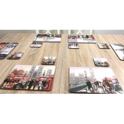 Streets of London corkbacked coasters on wooden dining table