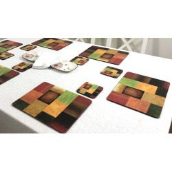 Colourful, set of 6 square corkbacked drinks coasters, Majestic by Plymouth
