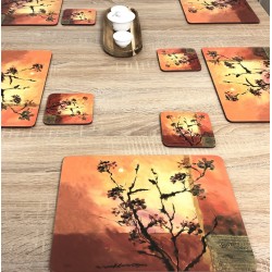 Stylish set of Sunset design drinks coasters. Square with soft cork backing.