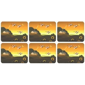Set of 6 Plymouth placemats corkbacked Summer Gold design