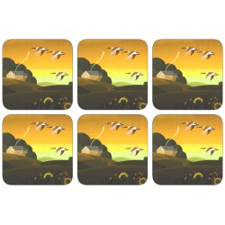 Plymouth Summer Gold corkbacked coasters - all 6