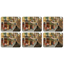 Cafe Scene mediterranean design set of 6 tablemats by Plymouth Pottery