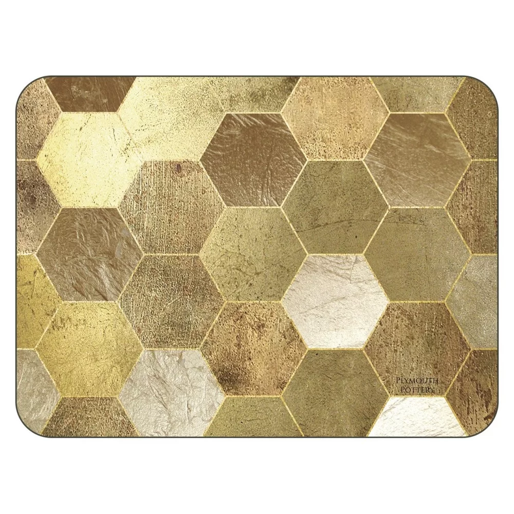 Gold hexagonal blocks Golden Repeat tablemats design Gold hexagonal blocks Golden Repeat tablemats design