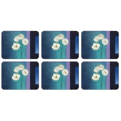 Plymouth Pottery Timeless white flowers set of 6 tablemats