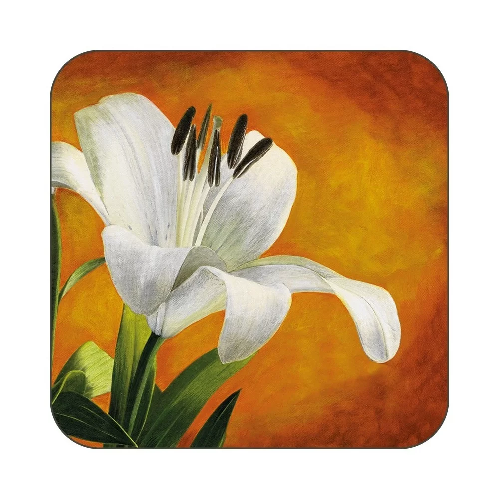 Lily Sunburst design cork backed floral coasters Lily Sunburst design cork backed floral coasters