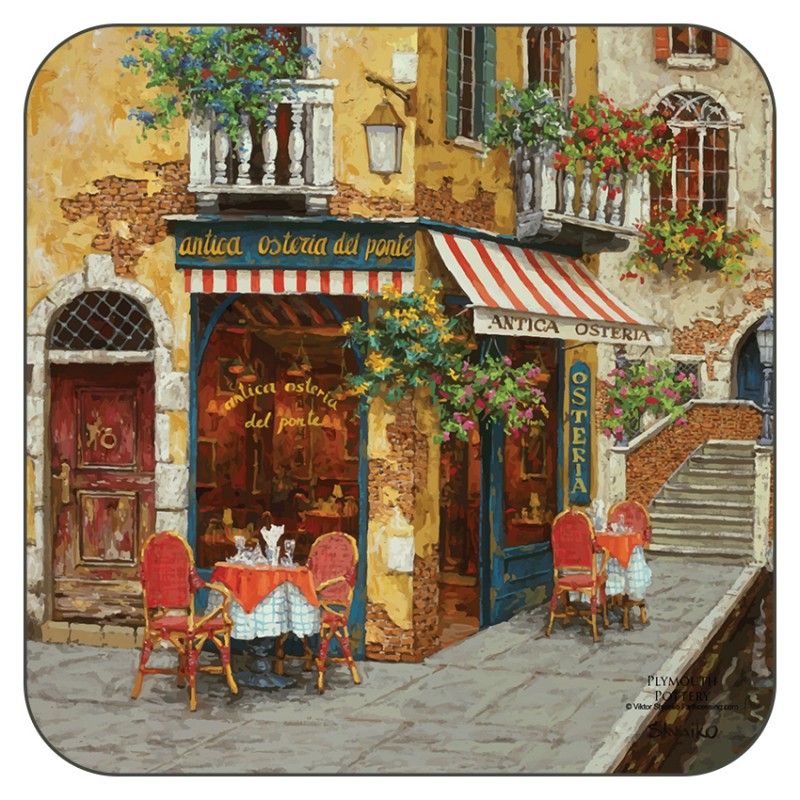 Plymouth Pottery Cafe Scene drinks coasters Plymouth Pottery Cafe Scene drinks coasters