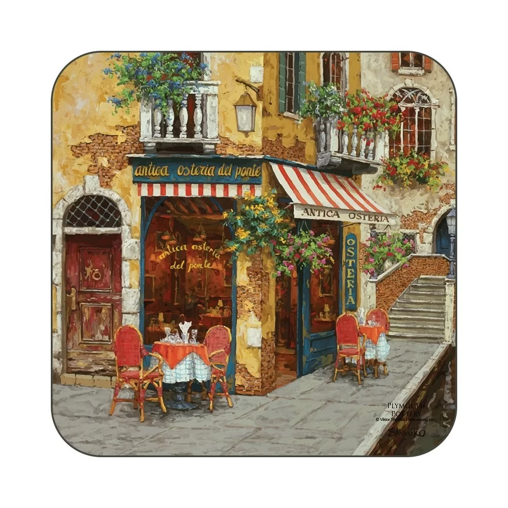 Plymouth Pottery Cafe Scene drinks coasters