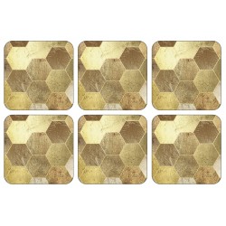 Golden Repeat drinks coasters gold block design
