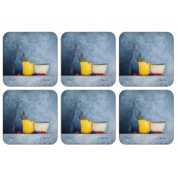 Blue Harmony corkbacked drinks coaster set by Plymouth Pottery