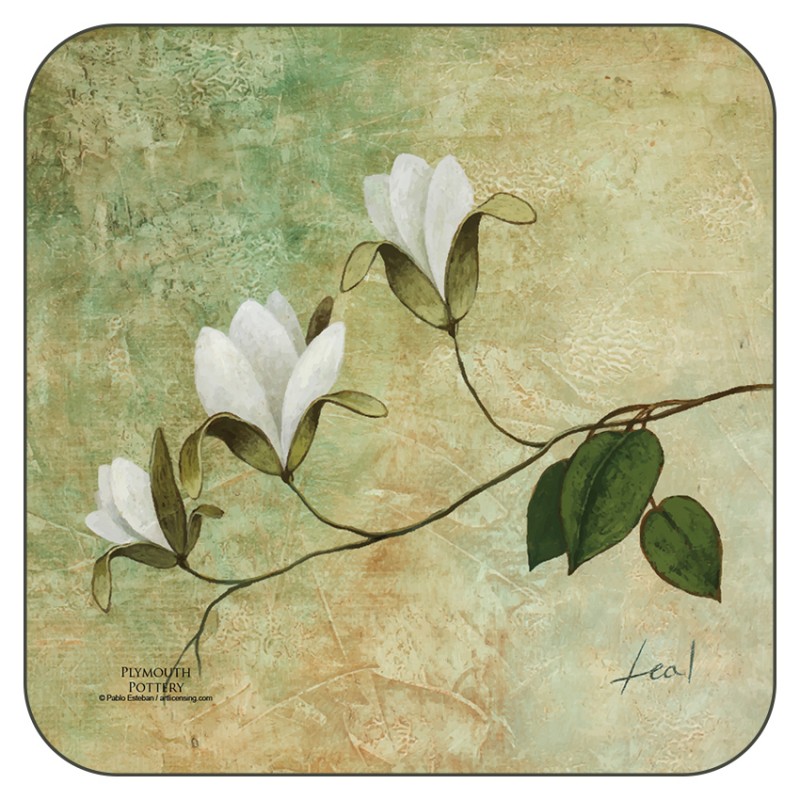 Ivory Blossom floral drinks coasters Ivory Blossom floral drinks coasters