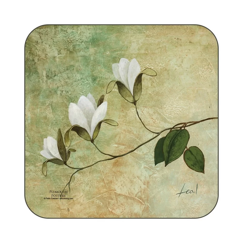 Ivory Blossom floral drinks coasters Ivory Blossom floral drinks coasters