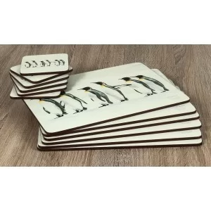 Penguin Parade animal themed corkbacked tablemats and coasters stacked