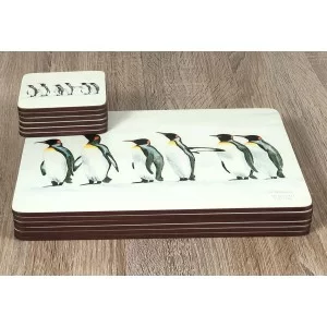 Penguin Parade animal themed corkbacked coasters and tablemats neatly stacked