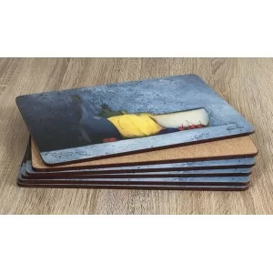 Blue Harmony fruit based set of 6 tablemats displaying cork base