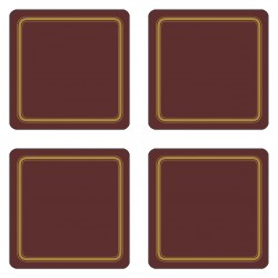 Pack of 4 claret plain coloured melamine drinks coasters cork backed UK made tabletop protectors