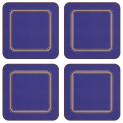 Pack of 4 Blue plain coloured melamine drinks coasters cork backed UK made tabletop protectors