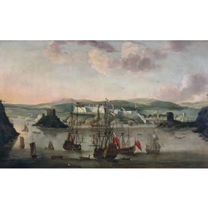 Oil painting of Plymouth harbour