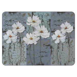 White Poppies floral placemats and coasters UK sized