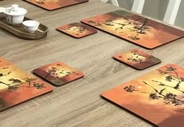 Orange Placemats and Coasters